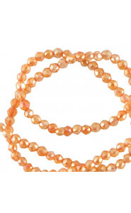 Faceted glass beads 2mm round Persimmon orange-pearl shine coating